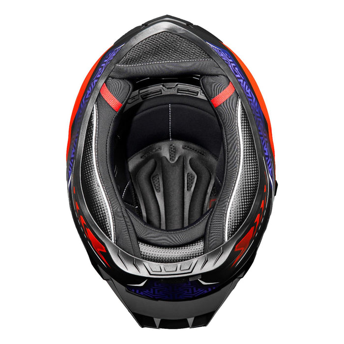 GP Kompozit MY HELMET MKS001-BBR Full Face Motorcycle Helmet with Race Spoiler and Flip Up Dual Visor ABS Shell Helmet ECE R 22.06 and DOT Approved