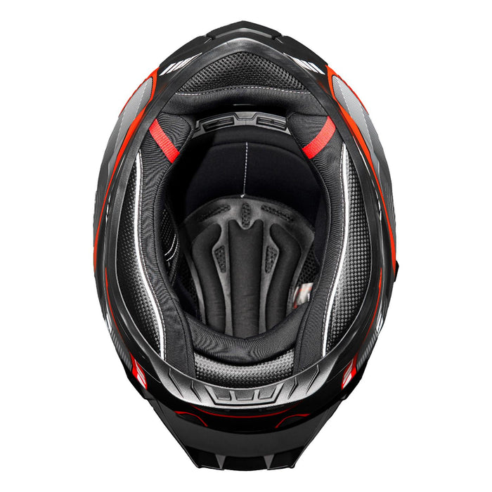 GP Kompozit MY HELMET MKS001-BGR Full Face Motorcycle Helmet with Race Spoiler and Flip Up Dual Visor ABS Shell Helmet ECE R 22.06 and DOT Approved