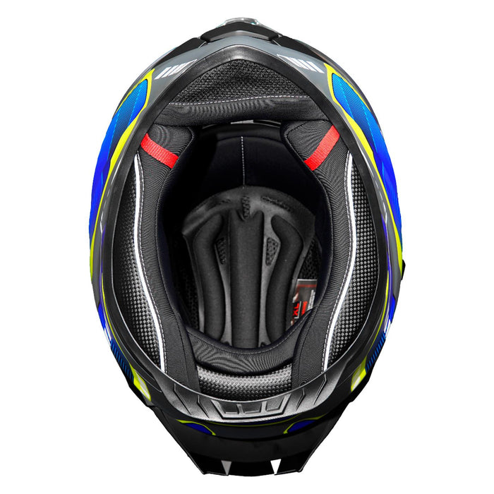GP Kompozit MY HELMET MKS001-EGBY Full Face Motorcycle Helmet with Race Spoiler and Flip Up Dual Visor ABS Shell Helmet ECE R 22.06 and DOT Approved