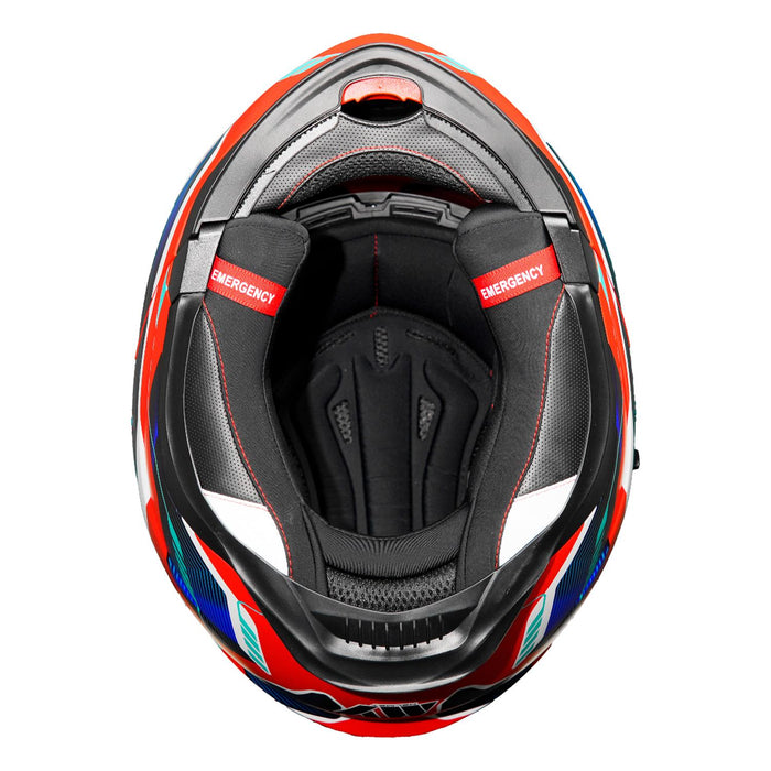 GP Kompozit MY HELMET MKS001-RBW Full Face Motorcycle Helmet with Race Spoiler and Flip Up Dual Visor ABS Shell Helmet ECE R 22.06 and DOT Approved