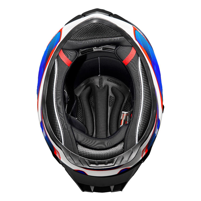GP Kompozit MY HELMET MKS001-WBR Full Face Motorcycle Helmet with Race Spoiler and Flip Up Dual Visor ABS Shell Helmet ECE R 22.06 and DOT Approved