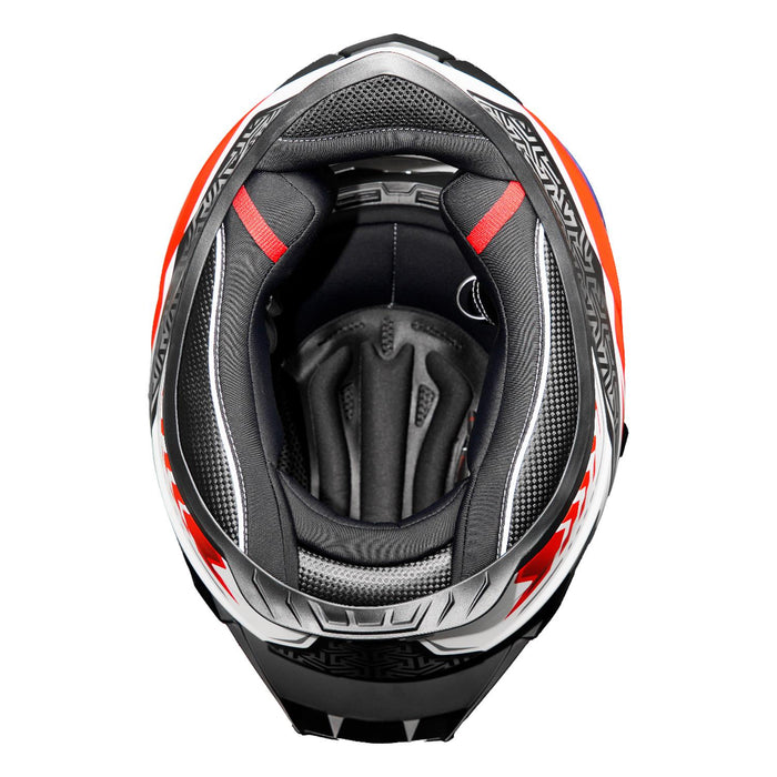 GP Kompozit MY HELMET MKS001-WRB Full Face Motorcycle Helmet with Race Spoiler and Flip Up Dual Visor ABS Shell Helmet ECE R 22.06 and DOT Approved