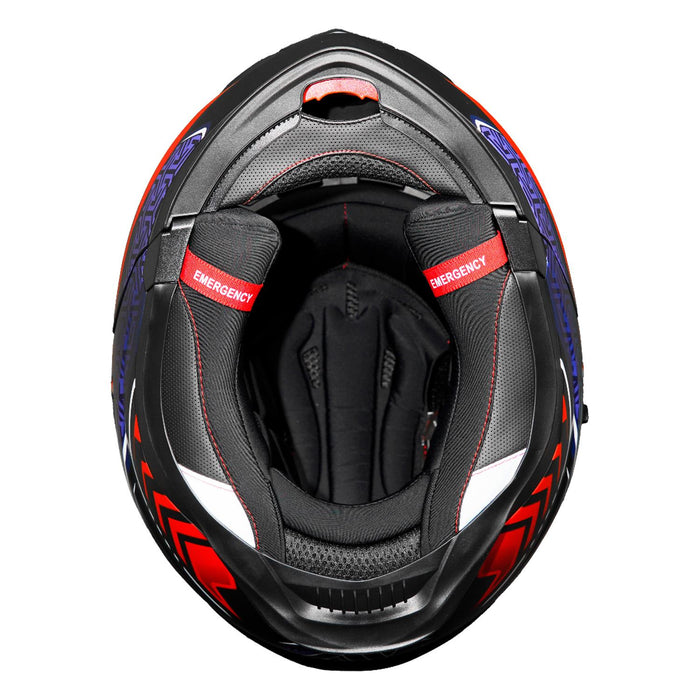 GP Kompozit MY HELMET MKS002-BBR Modular Full Face Motorcycle Helmet with Race Spoiler and Flip Up Dual Visor ABS Shell Helmet ECE R 22.06 and DOT Approved