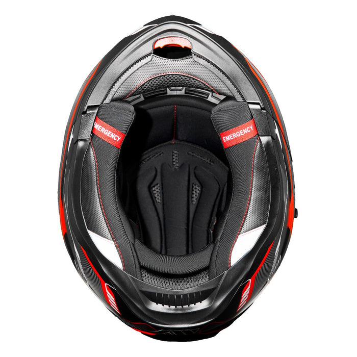 GP Kompozit MY HELMET MKS002-BGR Modular Full Face Motorcycle Helmet with Race Spoiler and Flip Up Dual Visor ABS Shell Helmet ECE R 22.06 and DOT Approved