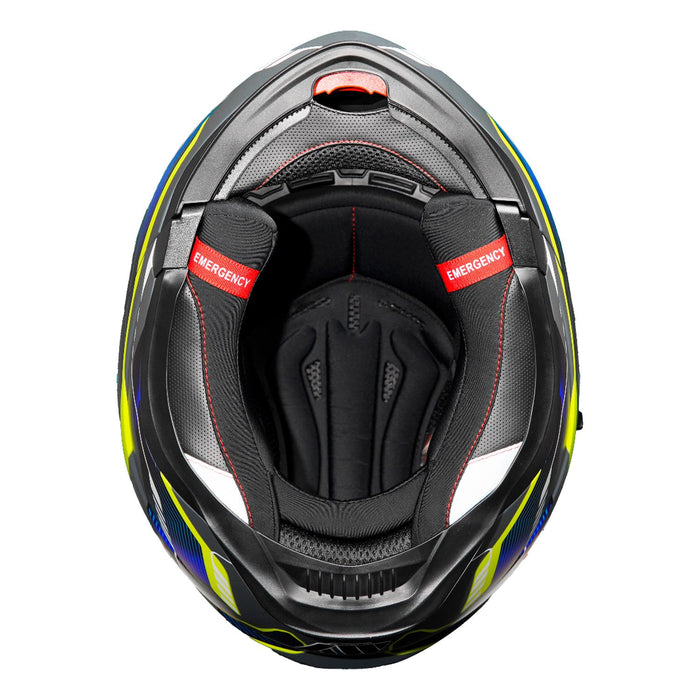 GP Kompozit MY HELMET MKS002-EGBY Modular Full Face Motorcycle Helmet with Race Spoiler and Flip Up Dual Visor ABS Shell Helmet ECE R 22.06 and DOT Approved
