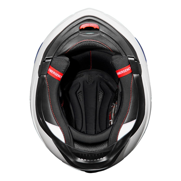 GP Kompozit MY HELMET MKS002-PW Modular Full Face Motorcycle Helmet with Race Spoiler and Flip Up Dual Visor ABS Shell Helmet ECE R 22.06 and DOT Approved