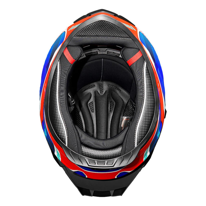 GP Kompozit MY HELMET MKS002-RBW Modular Full Face Motorcycle Helmet with Race Spoiler and Flip Up Dual Visor ABS Shell Helmet ECE R 22.06 and DOT Approved