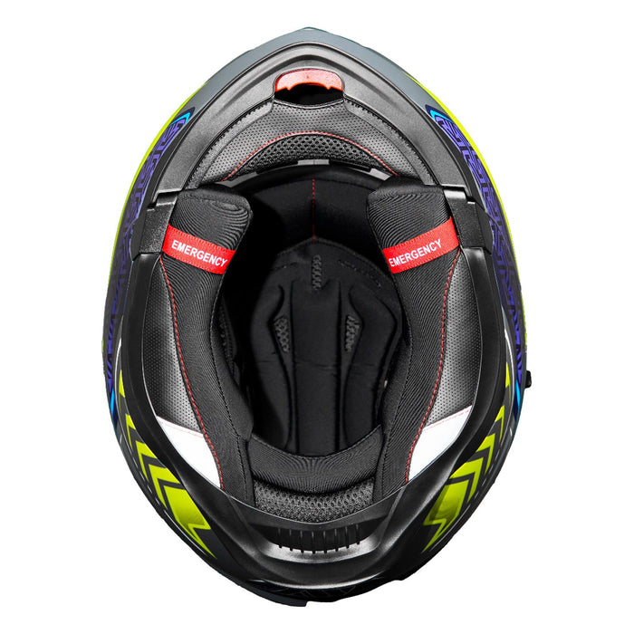 GP Kompozit MY HELMET MKS002-RGBY Modular Full Face Motorcycle Helmet with Race Spoiler and Flip Up Dual Visor ABS Shell Helmet ECE R 22.06 and DOT Approved