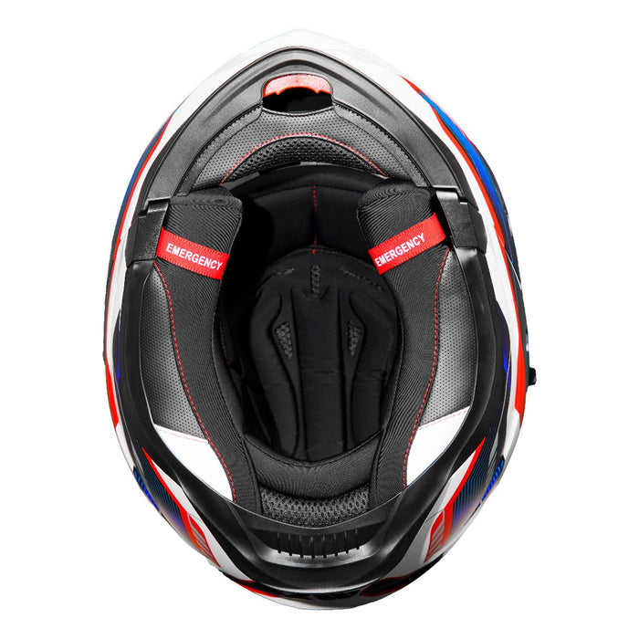 GP Kompozit MY HELMET MKS002-WRB Modular Full Face Motorcycle Helmet with Race Spoiler and Flip Up Dual Visor ABS Shell Helmet ECE R 22.06 and DOT Approved