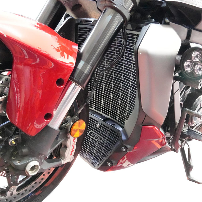 GP Kompozit Radiator Grille Guard Protector Cover Black Compatible For Ducati Diavel V4 2023-2026