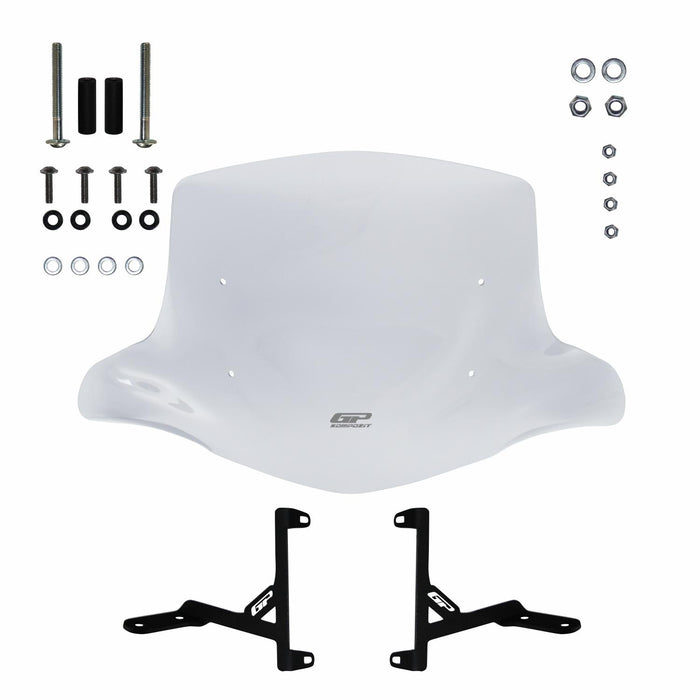 GP Kompozit Windshield Windscreen With Handguard Clear Compatible For Scooter Universal