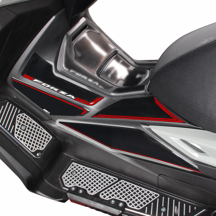 GP Kompozit Side Strip Lower Tank Pad Black-Red Compatible For Honda Forza 250 / Forza 300 / Forza 350 / NSS300 NSS350 2018-2025