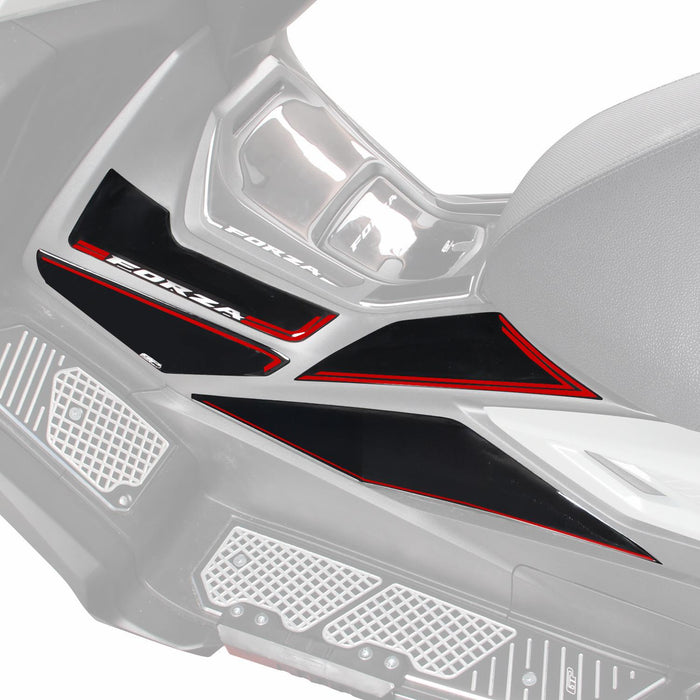 GP Kompozit Side Strip Lower Tank Pad Black-Red Compatible For Honda Forza 250 / Forza 300 / Forza 350 / NSS300 NSS350 2018-2025