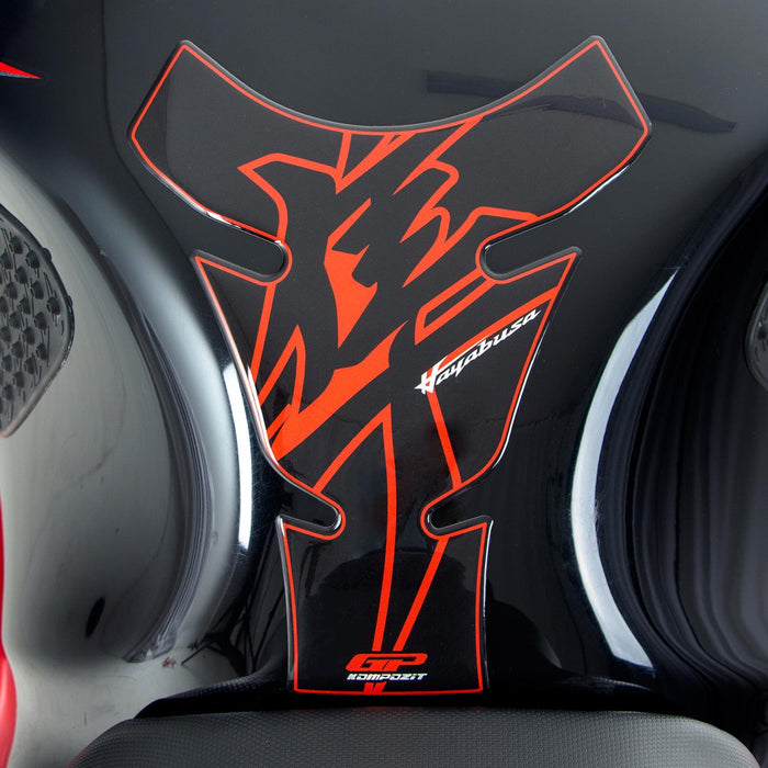 CNC Aluminum Front Gas Tank Pad Center Cover For Suzuki Hayabusa (1999-2020) - Black, Ball Cut Edges
