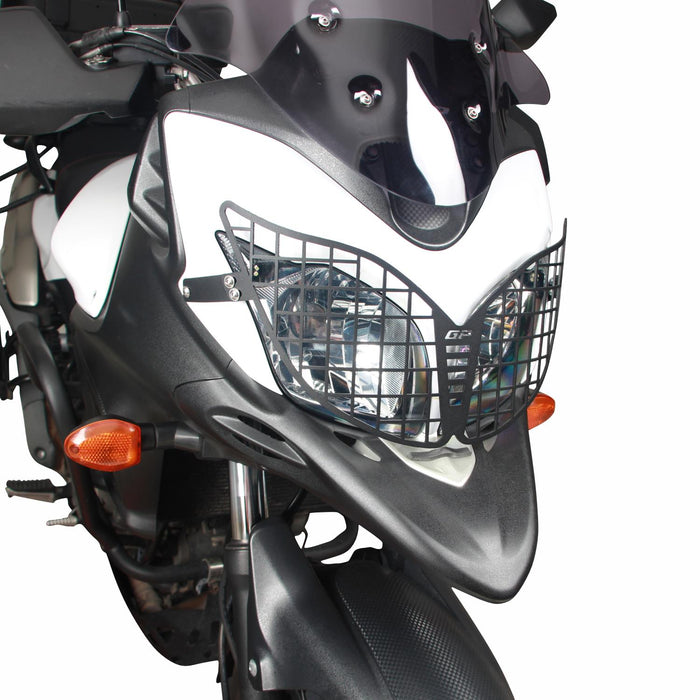 GP Kompozit Headlight Grille Guard Protector Black Compatible For Suzuki V-Strom DL 650 2012-2016