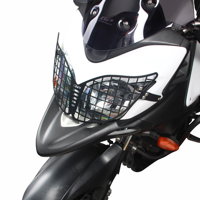 GP Kompozit Headlight Grille Guard Protector Black Compatible For Suzuki V-Strom DL 650 2012-2016