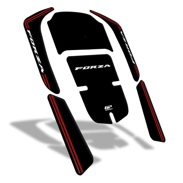 GP Kompozit Tank Pad Black-Red Compatible For Honda Forza 250 / Forza 300 / Forza 350 / NSS300 / NSS350 2018-2025