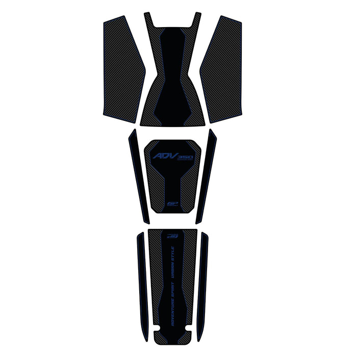GP Kompozit Tank Pad Set Carbon-Blue Compatible For Honda ADV350