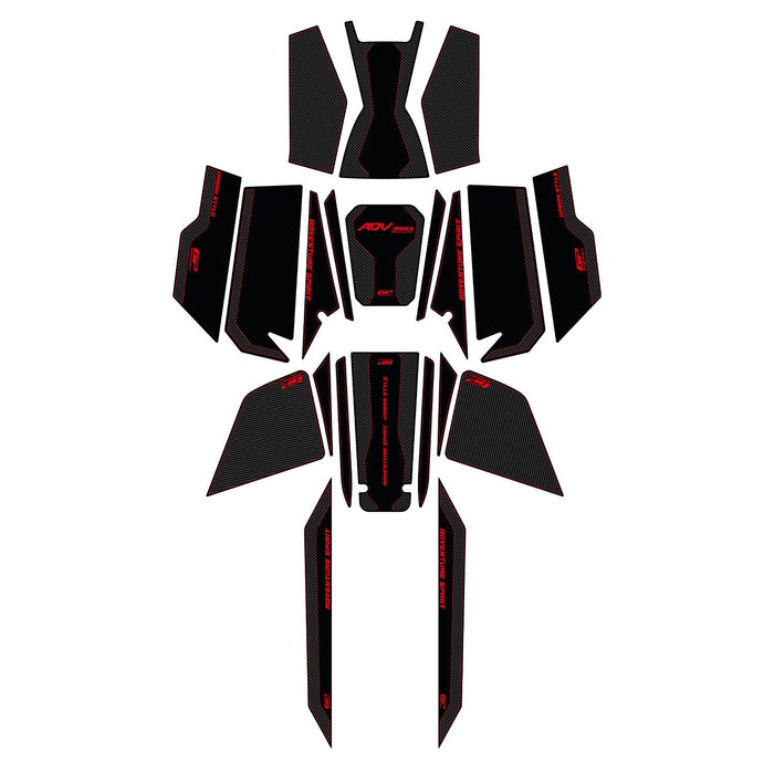 GP Kompozit Tank Pad Set Carbon-Red Compatible For Honda ADV350