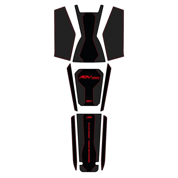 GP Kompozit Tank Pad Set Carbon-Red Compatible For Honda ADV350