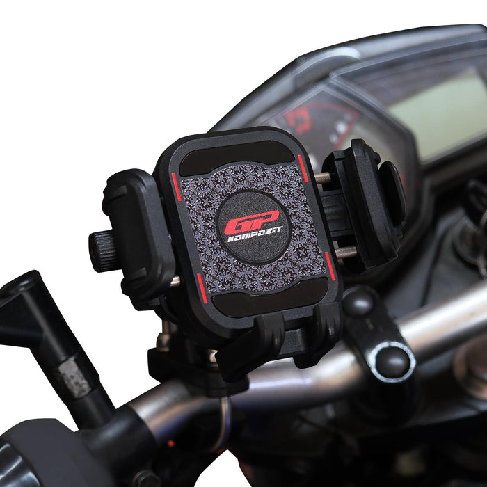 GP Kompozit Universal TTR16 Motorbike Phone Holder Mount, Anti Vibration Motorcycle Phone Holder Black