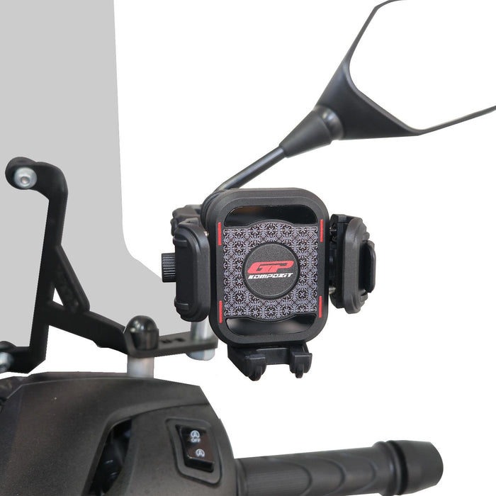 GP Kompozit Universal TTR16 Motorbike Phone Holder Mount, Anti Vibration Motorcycle Phone Holder Black