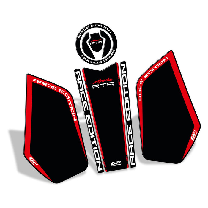 GP Kompozit Tank Pad Black-Red Compatible For TVS Apache RTR 200 2024