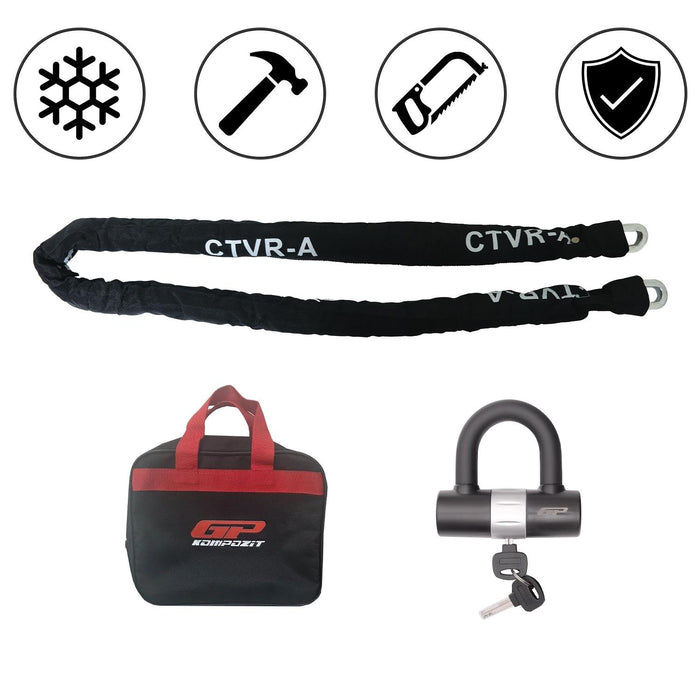 GP Kompozit Unbreakable Heavy Duty Security Chain For Motorcycle with 2 Keys (150cm Long / 10mm Thick) Motorbike, Bike, Generator, Gates