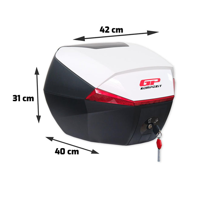 GP Kompozit Universal 35 lt Plactic Motorcycle Top Case Red-White