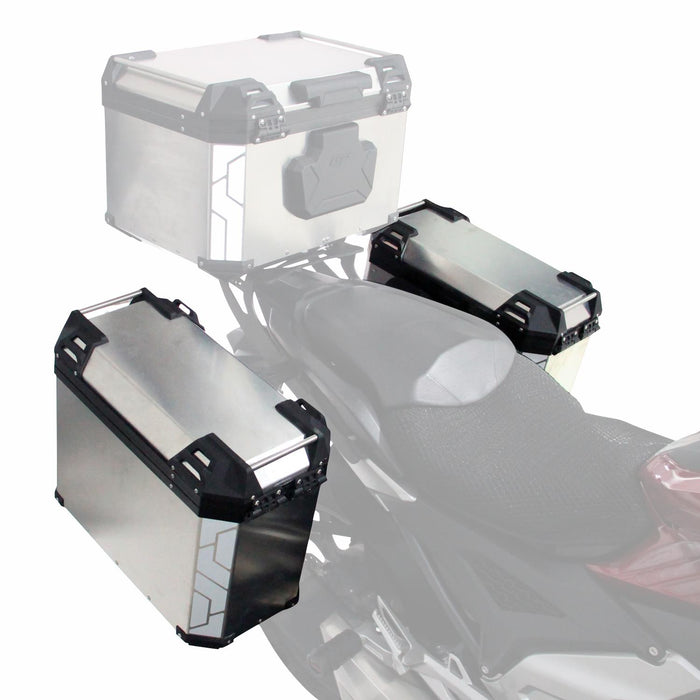 GP Kompozit Universal 40 lt x 2 Aluminum Motorcycle Pannier Sides Cases Gray