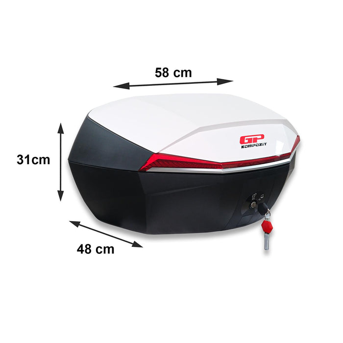 GP Kompozit Universal 48 lt Plactic Motorcycle Top Case Red-White