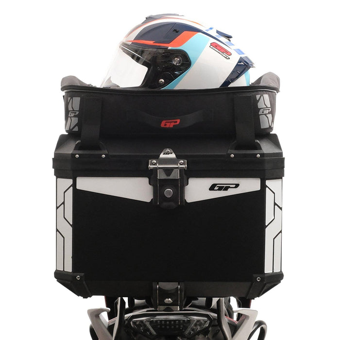 GP Kompozit Universal 57L Aluminum Motorcycle Top Case Black & Compatible Expandable Multifunctional Luggage Bag