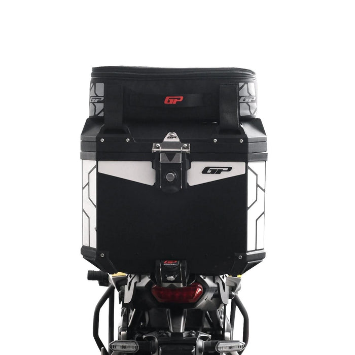 GP Kompozit Universal 37L Aluminum Motorcycle Top Case Gray & Compatible Expandable Multifunctional Luggage Bag