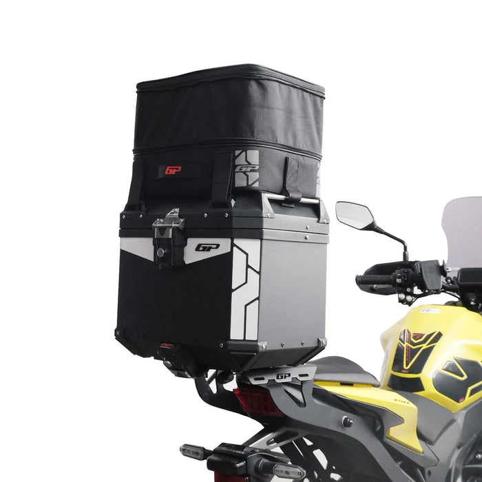 GP Kompozit Universal 37L Aluminum Motorcycle Top Case Gray & Compatible Expandable Multifunctional Luggage Bag
