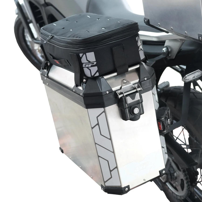 GP Kompozit Universal 40 lt x 2 Aluminum Motorcycle Pannier Sides Cases Gray & Compatible Expandable Multifunctional Luggage Bag