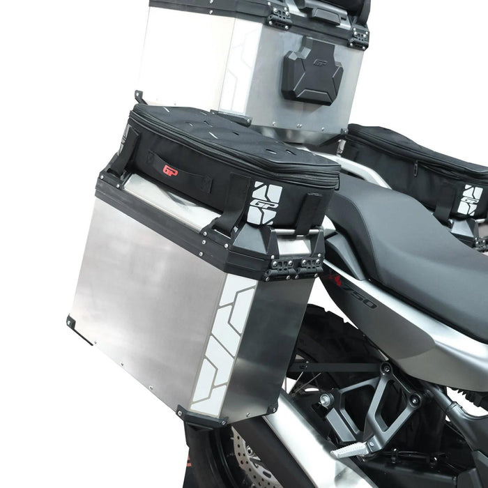GP Kompozit Universal 40 lt x 2 Aluminum Motorcycle Pannier Sides Cases Gray & Compatible Expandable Multifunctional Luggage Bag