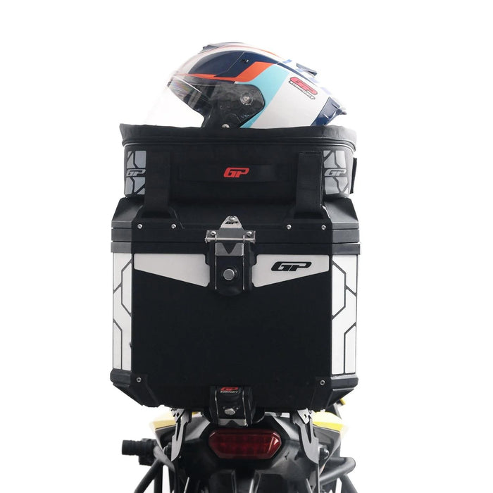 GP Kompozit Universal 37L Aluminum Motorcycle Top Case Black & Compatible Expandable Multifunctional Luggage Bag