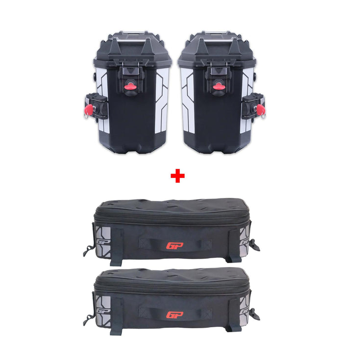 GP Kompozit Universal 26 lt x 2 Plastic Motorcycle Pannier Sides Cases Black & Compatible Expandable Multifunctional Luggage Bag