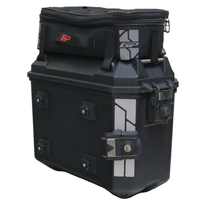 GP Kompozit Universal 26 lt x 2 Plastic Motorcycle Pannier Sides Cases Black & Compatible Expandable Multifunctional Luggage Bag