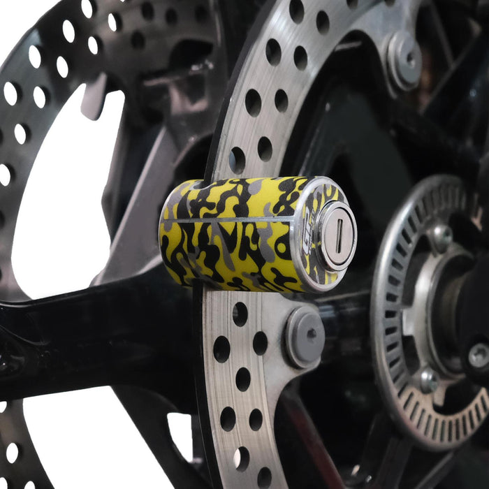 GP Kompozit Candado de disco universal de camuflaje resistente a la intemperie y antirrobo para motocicleta