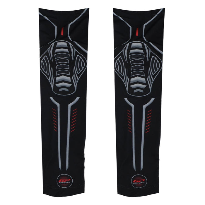 GP Kompozit Motorcycle Arm Sleeve with Protective Elbow Pad UV Sun Protection Compression Arm Warmer Tattoo Cover Up, Sports Golf Cooling Sleeves Black