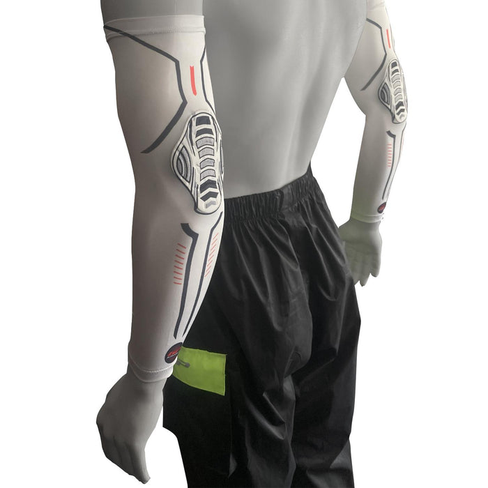 GP Kompozit Motorcycle Arm Sleeve with Protective Elbow Pad UV Sun Protection Compression Arm Warmer Tattoo Cover Up, Sports Golf Cooling Sleeves White