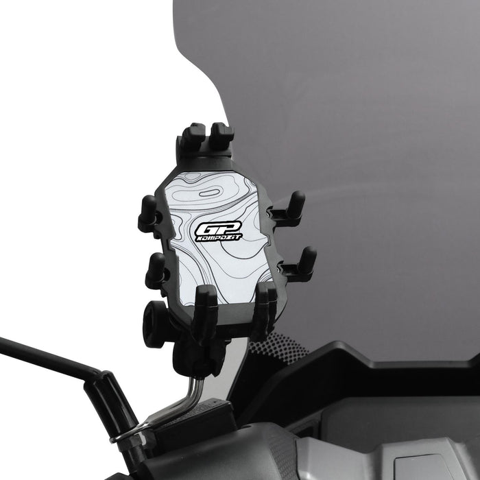 GP Kompozit Universal TTR07 Motorbike Phone Holder Mount, Anti Vibration Motorcycle Phone Holder White-Black