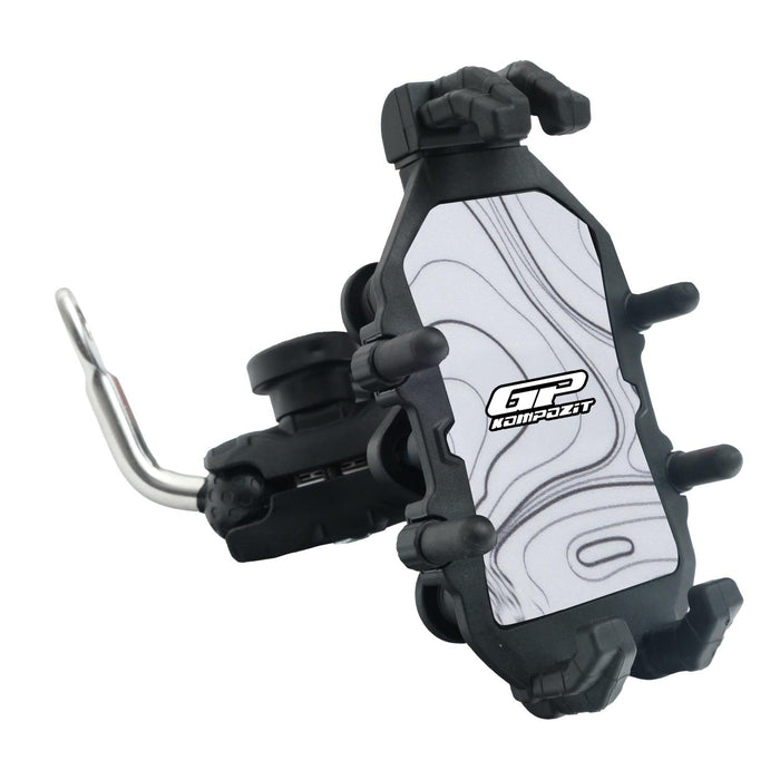 GP Kompozit Universal TTR07 Motorbike Phone Holder Mount, Anti Vibration Motorcycle Phone Holder White-Black