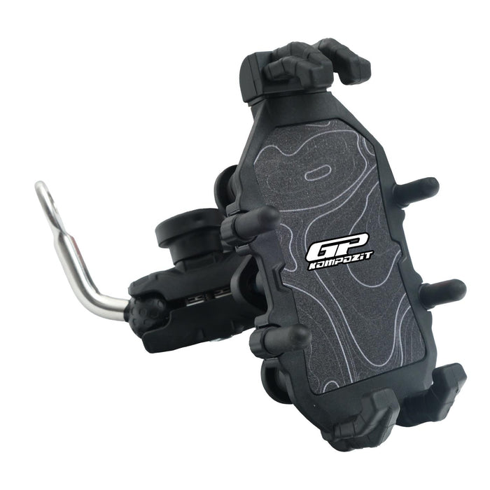 GP Kompozit Universal TTR07 Motorbike Phone Holder Mount, Anti Vibration Motorcycle Phone Holder White-Black