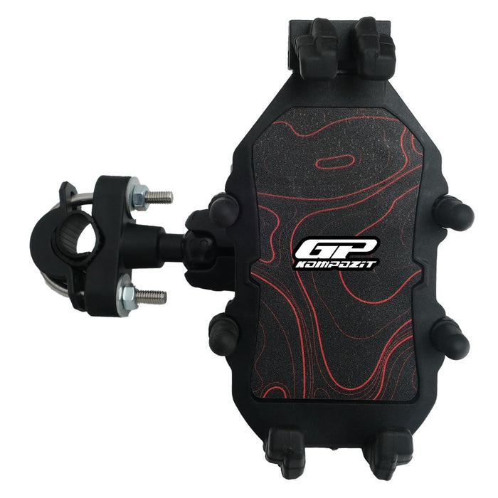 GP Kompozit Universal TTR06 Motorbike Phone Holder Mount, Anti Vibration Motorcycle Phone Holder Black-Red