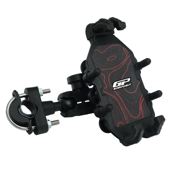 GP Kompozit Universal TTR06 Motorbike Phone Holder Mount, Anti Vibration Motorcycle Phone Holder Black-Red
