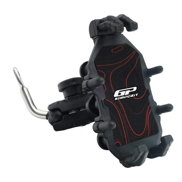 GP Kompozit Universal TTR07 Motorbike Phone Holder Mount, Anti Vibration Motorcycle Phone Holder Black-Red