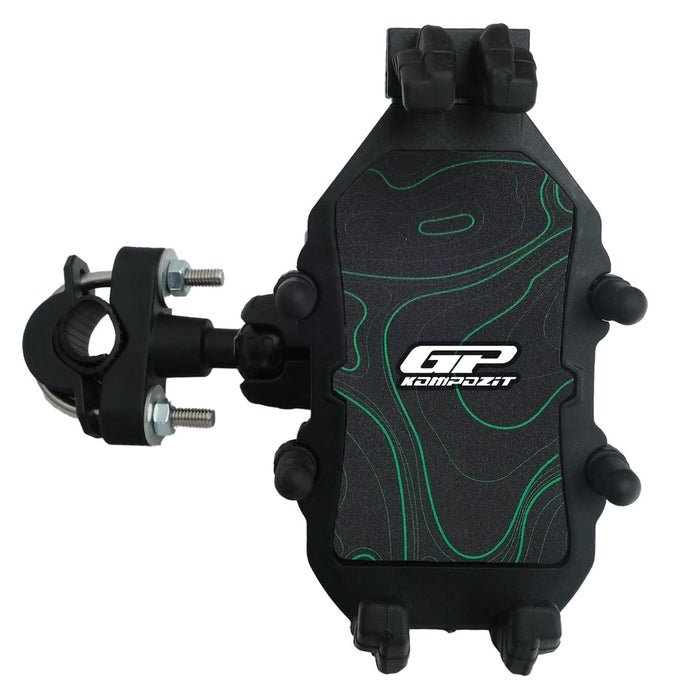 GP Kompozit Universal TTR06 Motorbike Phone Holder Mount, Anti Vibration Motorcycle Phone Holder Black-Green