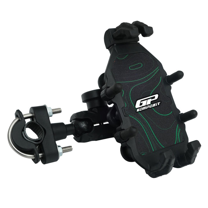 GP Kompozit Universal TTR06 Motorbike Phone Holder Mount, Anti Vibration Motorcycle Phone Holder Black-Green